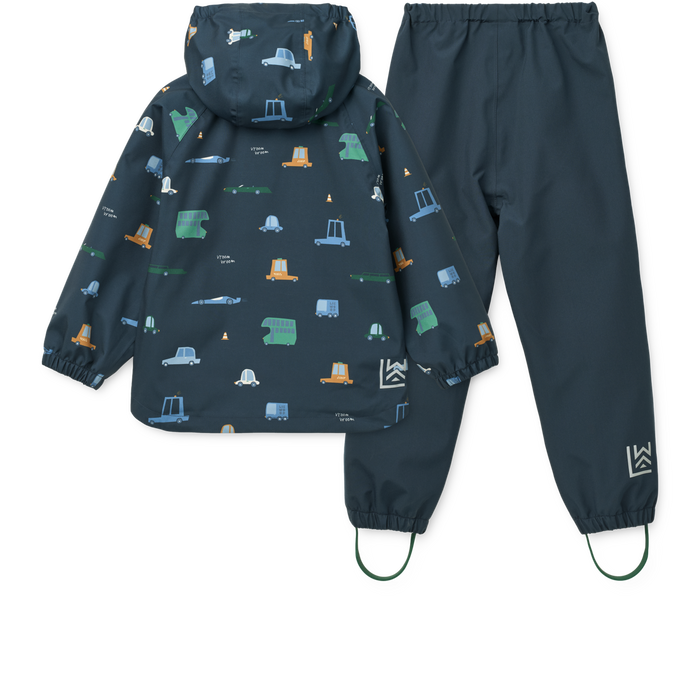 Liewood - Rainwear Set - Pedia - Cars/Classic Navy - Back