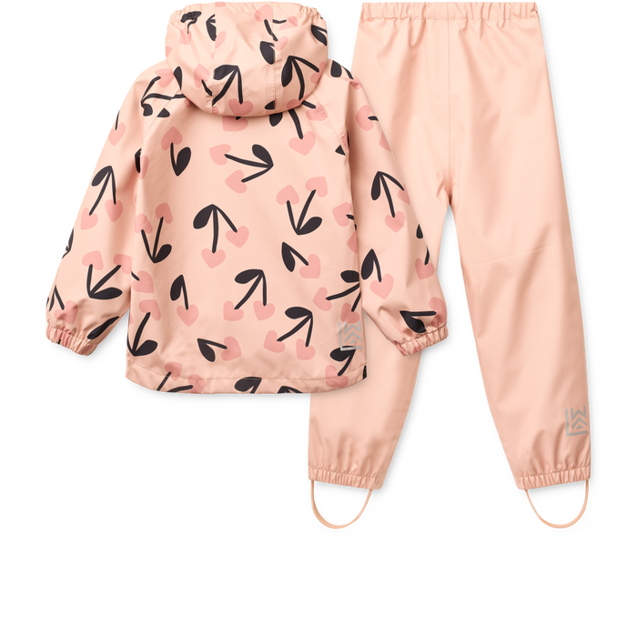 Liewood - Rainwear Set - Pedia - Mega Cherry Heart/Rosey Mix - Back