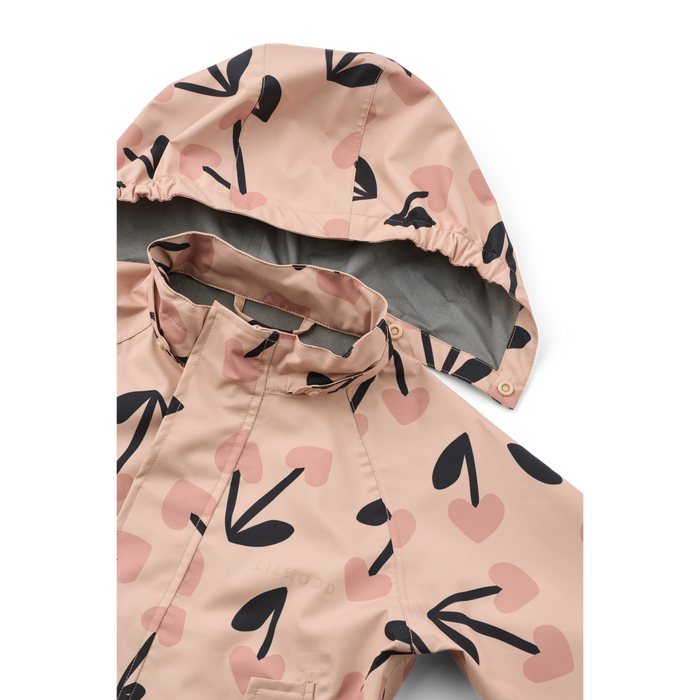 Liewood - Rainwear Set - Pedia - Mega Cherry Heart/Rosey Mix - Top/Hat