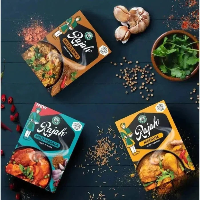 Rajah Curry Masala Powder Mild 100g pack showcasing authentic Indian spice blend