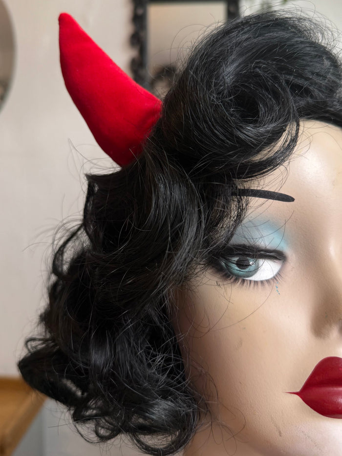 Red Velvet Devil Horns (Hair Clips)
