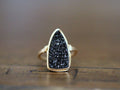 Ring-Druzy Triangle Black Bohemian Cocktail