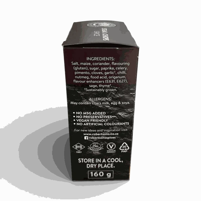 Robertsons Refill Steak & Chop 160g spice blend with natural herbs and spices, MSG-free and steam sterilized