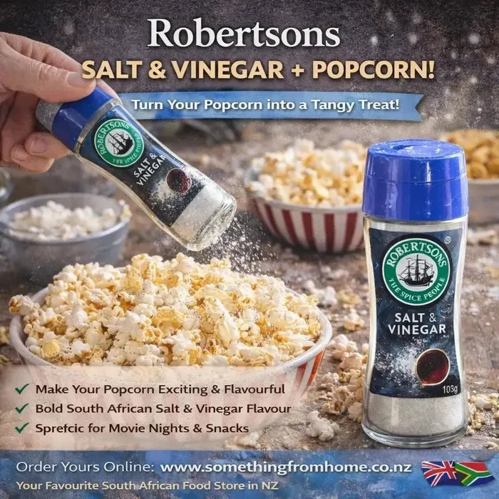 Robertsons Salt & Vinegar Spice 103g shaker bottle for seasoning chips, chicken, and salads