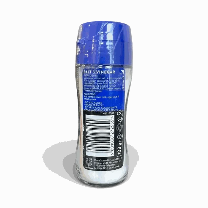 Robertsons Salt & Vinegar Spice 103g shaker bottle with bold tangy seasoning for chips and meals