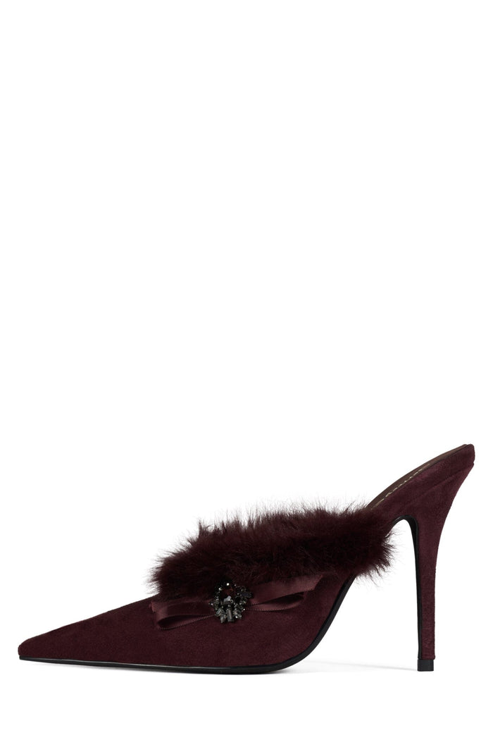 ROCOCO-HI Jeffrey Campbell Heeled Mule Wine Suede Combo