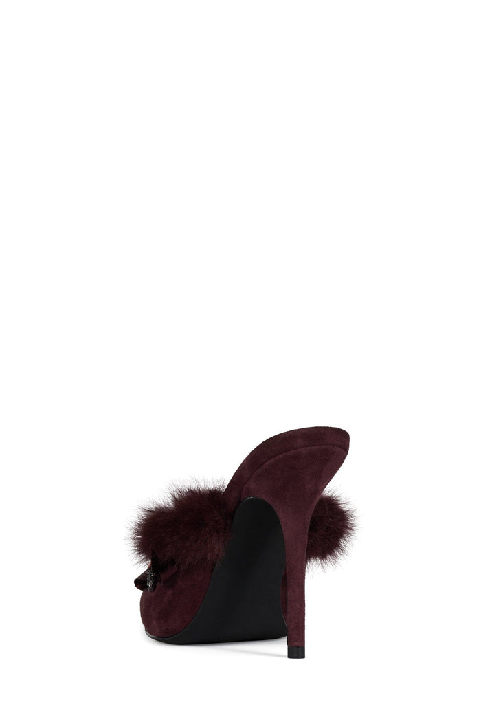 ROCOCO-HI Jeffrey Campbell Heeled Mule Wine Suede Combo