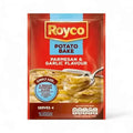 Royco Potato Bake Parmesan and Garlic 40g packet with sliced creamy potato bake dish