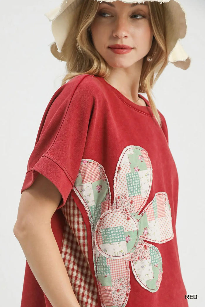 Rust Patchwork Bloom Mineral Wash Top