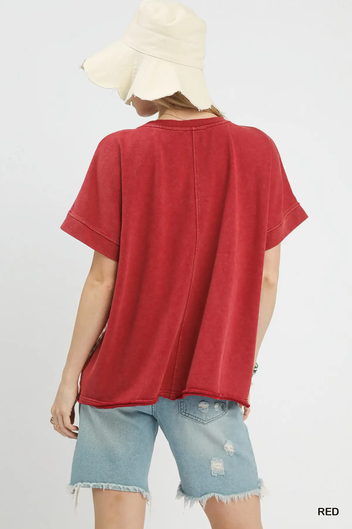 Rust Patchwork Bloom Mineral Wash Top