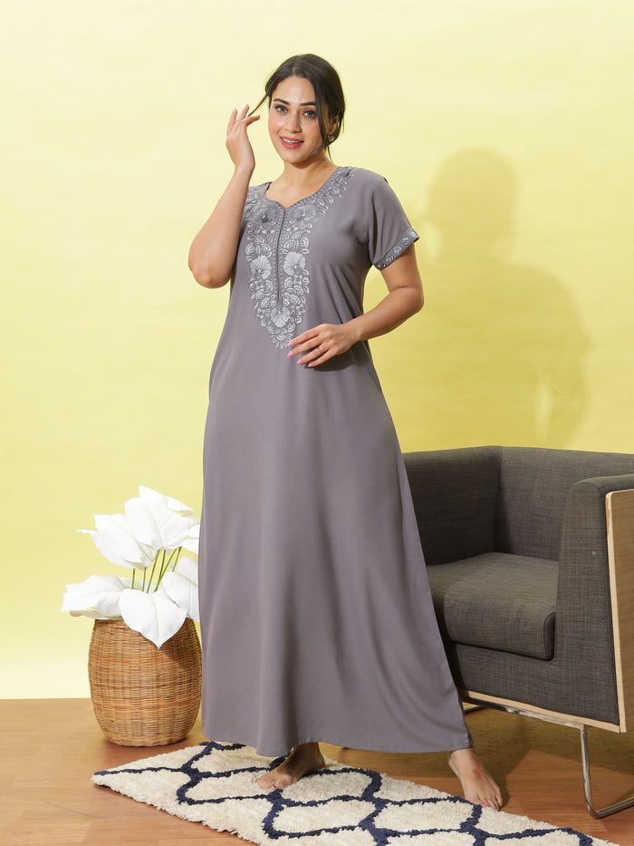 French Silver Nighty For Women
