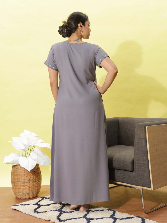 French Silver Nighty For Women