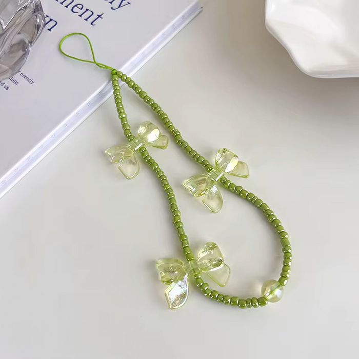 Sage Bow Sweetie Fancy Phone Charm â Sage Bow Sweetie Phone Charm - Sage Green & Bow Beaded Phone Wrist Strap Sweet, sage, and seriously cute!