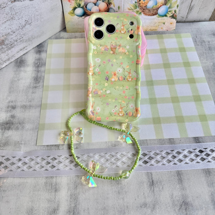 Sage Bow Sweetie Fancy Phone Charm â Sage Bow Sweetie Phone Charm - Sage Green & Bow Beaded Phone Wrist Strap Sweet, sage, and seriously cute!