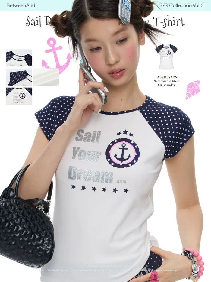 Sail your dream shoulder fitting t-shirt
