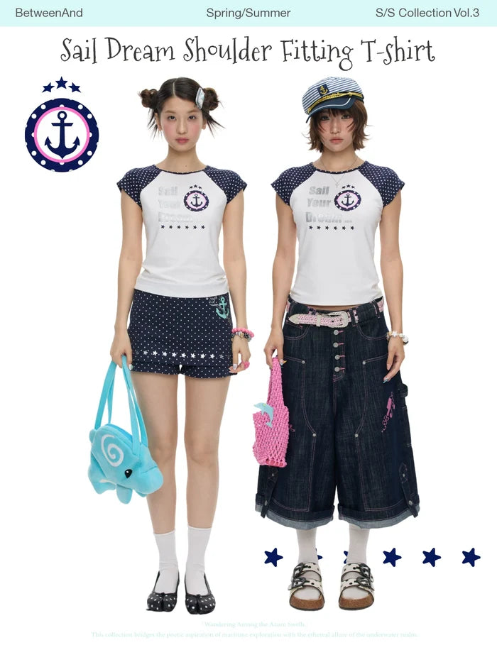 Sail your dream shoulder fitting t-shirt