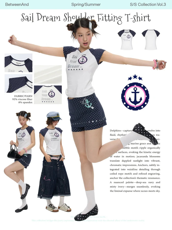 Sail your dream shoulder fitting t-shirt