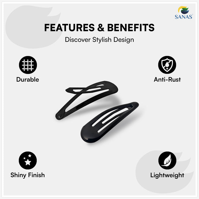 Everyday Black Tic Tac Hair Clips Hair Accessories For Women