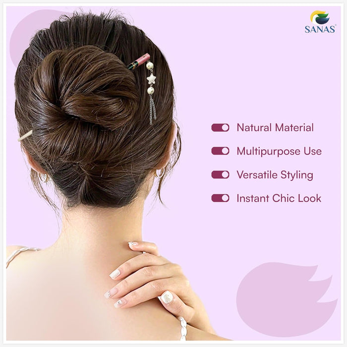 Hair Accessories for Women Wooden Bun Stick Set