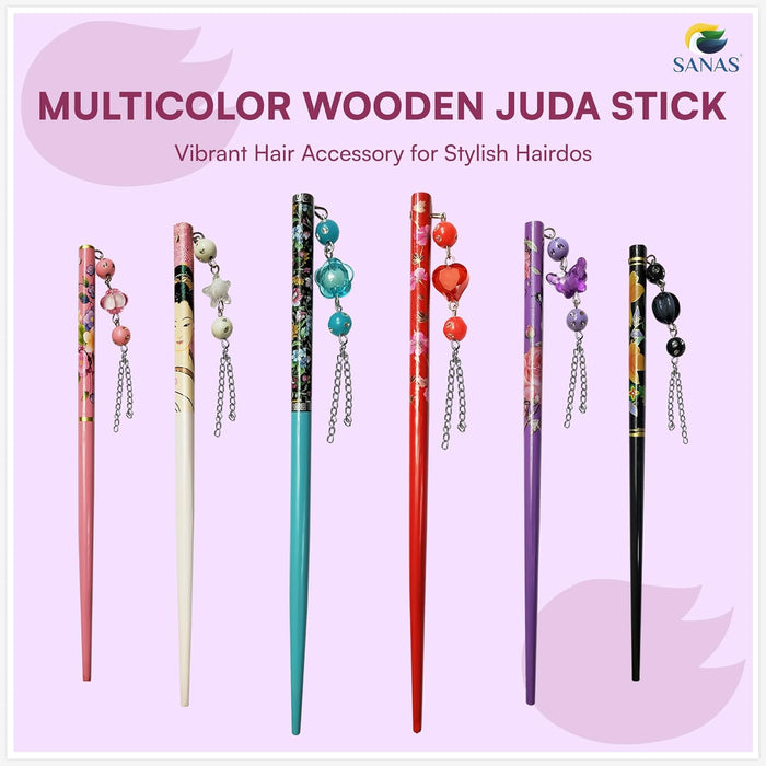 Multicolour Wooden Juda Stick Set 6PCS