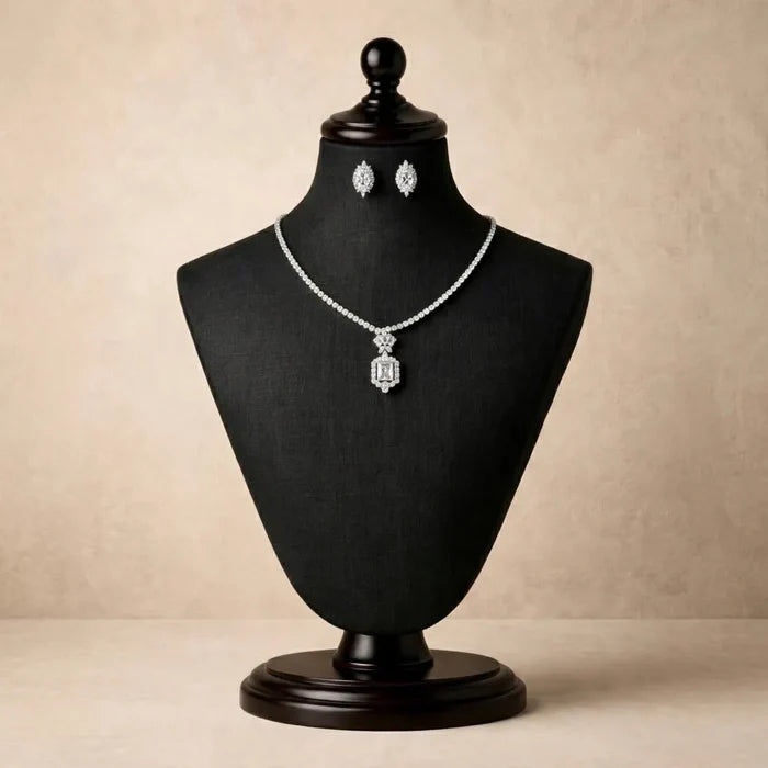 Wedding Jewelry - Silver Cubic Zirconia Bridal Jewelry Set