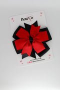 School Bow Black and Red - Pinwheel Bow Clip