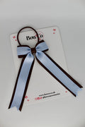 School Bow Bluebell and Brown - Tuxedo Tails Bow - Elastic