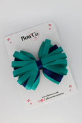 School Bow Jade Green and Navy - Spiral Bow - Clip