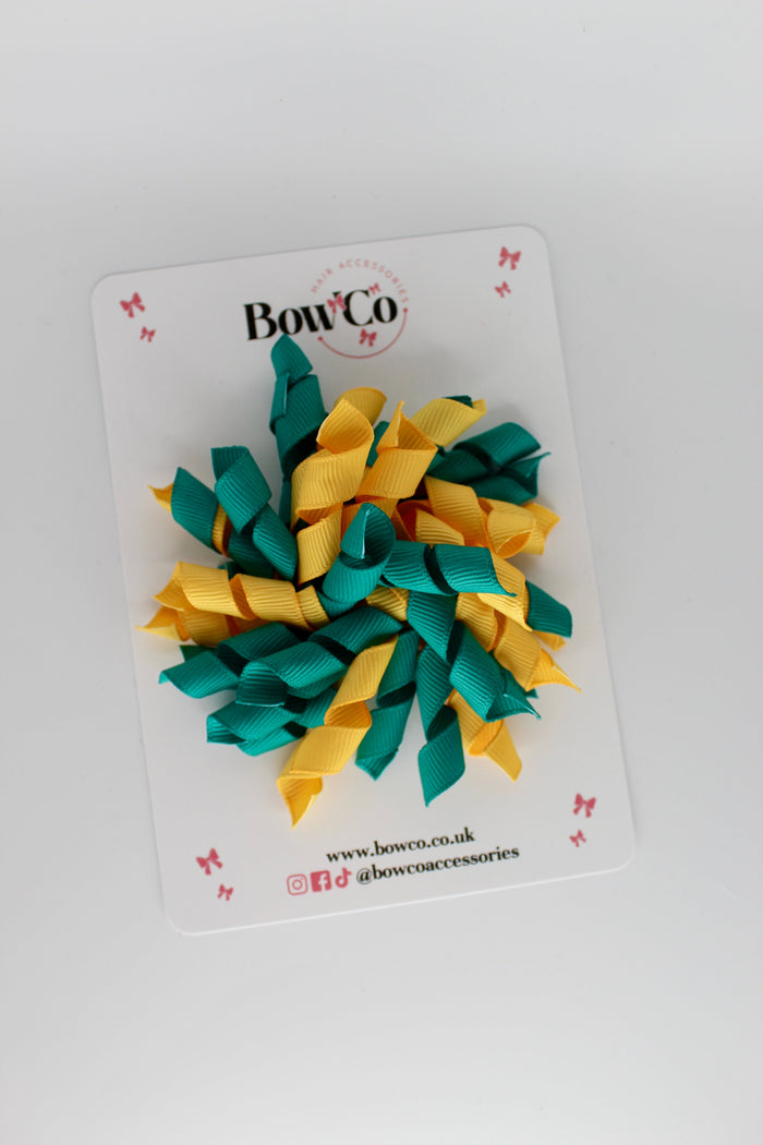 School Bow Jade Green and Yellow Gold - Corker Bow - Elastic