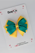 School Bow Jade Green and Yellow Gold - Double Tail Bow - Clip