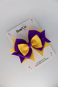 School Bow Purple and Yellow Gold - Layer Bow - Clip