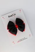 School Bow Red and Black - Double Layer Bow - Clip