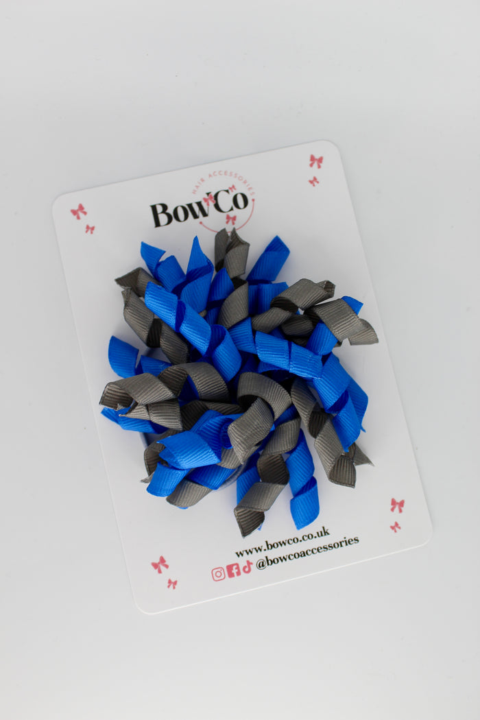 School Bow Royal Blue and Metal Grey - Corker Bow - Clip