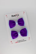 School Bows Purple and Bluebell - Double Lapel Bow Set - Clip
