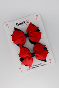 School Bows Red and Black - Layer Tail Bow Set - Clip