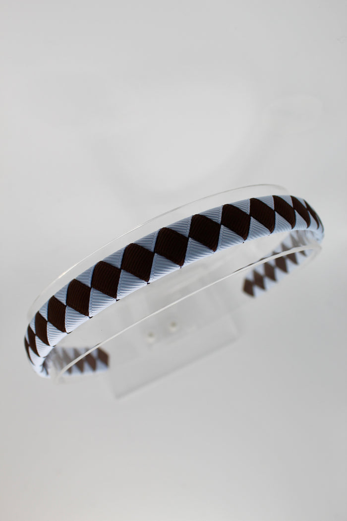 School Hair Accessories - Pleated Bluebell and Brown Hair Band