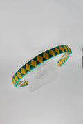 School Hair Accessories - Pleated Jade Green and Yellow Gold Hair Band