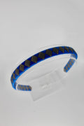 School Hair Accessories - Pleated Royal Blue and Metal Grey Hair Band