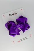 School Purple Double Loop Bow - Clip