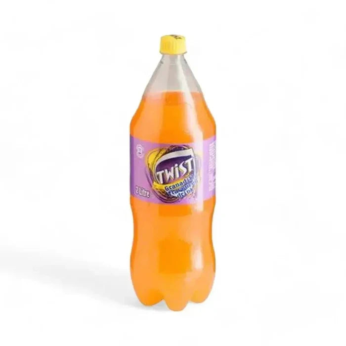 2-liter bottle of Schweppes Granadilla Twist tropical soft drink with tangy passion fruit flavor