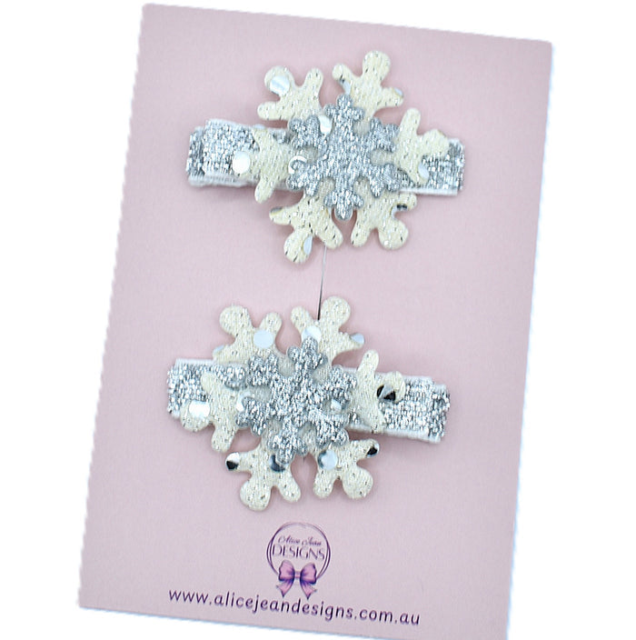 Set of 2 Christmas Snowflake Hair Clips