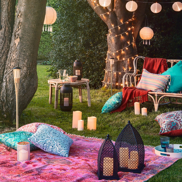 Set of 2 Large Outdoor Waterproof Flameless LED Pillar Candles Battery Operated with Timer