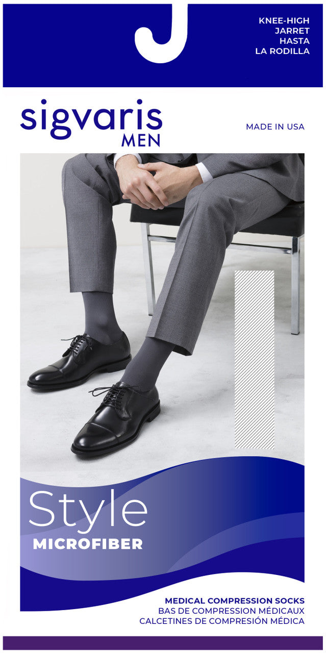 Sigvaris Men's Style Microfiber Knee High 15-20mmHg - Compression Level: Moderate 15-20 MmHg - Male - Knee