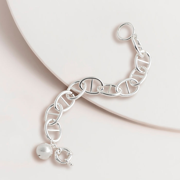 Silver Anchor Chain and Ball Charm Bracelet