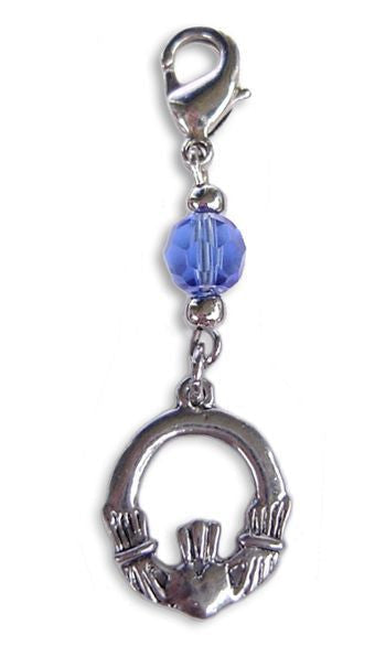 Silver Claddagh Charm – Mini Hair Twister Accessory front view