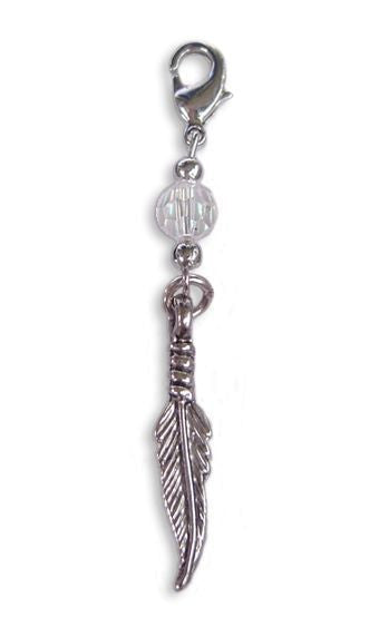 Silver Feather Charm – Mini Hair Twister Accessory front view