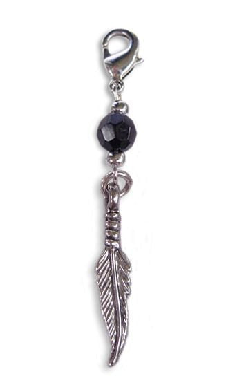 Silver Feather Charm – Mini Hair Twister Accessory front view