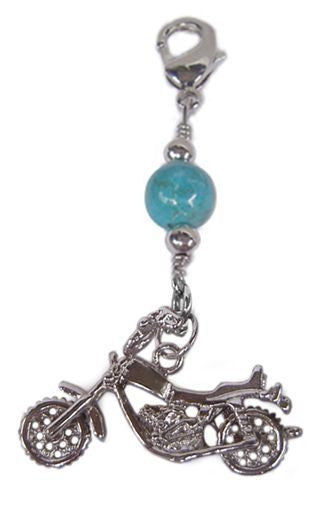 Silver Motorcycle Hair Charm – Bold Biker Festival Accessory front view