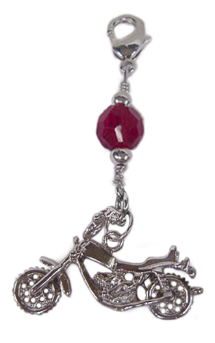 Silver Motorcycle Hair Charm – Bold Biker Festival Accessory front view