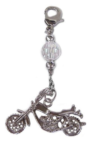 Silver Motorcycle Hair Charm – Bold Biker Festival Accessory front view